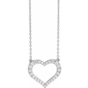 14K White 3/8 CTW Lab-Grown Diamond Heart 16-18" Necklace Siddiqui Jewelers