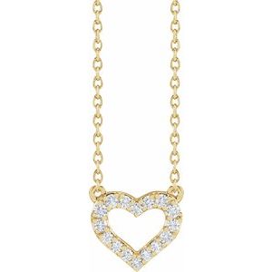 14K Yellow 1/5 CTW Lab-Grown Diamond Heart 16-18" Necklace Siddiqui Jewelers