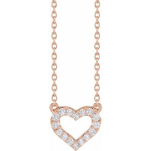 14K Rose 1/5 CTW Lab-Grown Diamond Heart 16-18" Necklace Siddiqui Jewelers