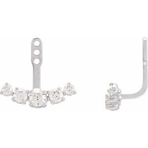 14K White 1 CTW Lab-Grown Diamond Curved Bar Earring Jackets Siddiqui Jewelers