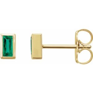 14K Yellow Natural Emerald Bezel-Set Earrings Siddiqui Jewelers