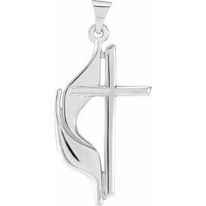 Sterling Silver 30x17.5 mm Methodist Cross Pendant -Siddiqui Jewelers
