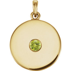 14K Yellow Peridot Disc Pendant - Siddiqui Jewelers