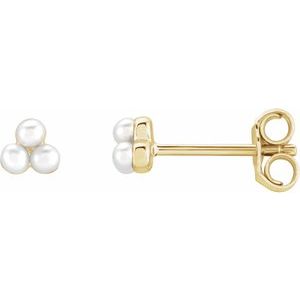 14K Yellow Cultured Freshwater Pearl Cluster Earrings Siddiqui Jewelers