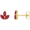 14K Yellow Natural Ruby Cluster Earrings Siddiqui Jewelers