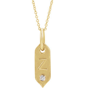 14K Yellow Initial Z .05 CT Diamond 16-18" Necklace - Siddiqui Jewelers