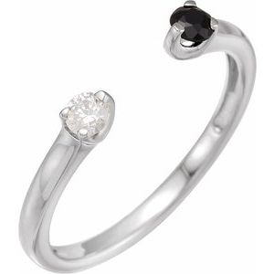 14K White Natural Onyx & 1/10 CT Natural Diamond Negative Space Ring Siddiqui Jewelers