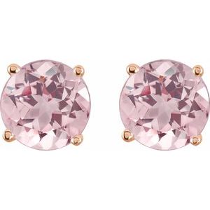 14K Rose 5 mm Natural Pink Morganite Stud Earrings Siddiqui Jewelers