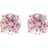 14K Yellow 5 mm Natural Pink Morganite Stud Earrings Siddiqui Jewelers