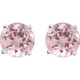 14K White 5 mm Natural Pink Morganite Stud Earrings Siddiqui Jewelers