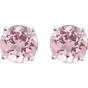 14K White 5 mm Natural Pink Morganite Stud Earrings Siddiqui Jewelers