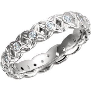 14K White 1/3 CTW Diamond Sculptural-Inspired Eternity Band Size 6.5 - Siddiqui Jewelers