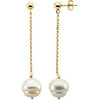 14K Yellow 9-11 mm Freshwater Cultured Pearl Dangle Earrings-Siddiqui Jewelers