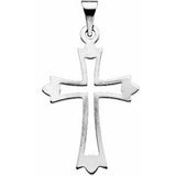 14K White 24x18 mm Cross Pendant - Siddiqui Jewelers