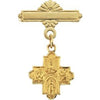 14K Yellow 12x12 mm Four-Way Medal Baptismal Pin - Siddiqui Jewelers