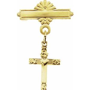 14K Yellow Cross Baptismal Pin - Siddiqui Jewelers