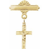 14K Yellow Crucifix Baptismal Pin - Siddiqui Jewelers