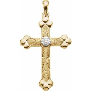 14K Yellow & White 1/10 CTW Diamond Cross Pendant - Siddiqui Jewelers