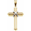 14K Yellow & White 36.75x24.5 mm Cross Pendant - Siddiqui Jewelers