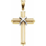 14K Yellow & White 36.75x24.5 mm Cross Pendant - Siddiqui Jewelers