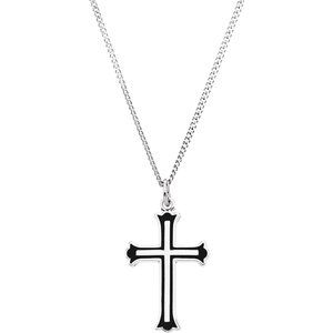 Sterling Silver 25x15.75 mm Enameled Cross 18" Necklace - Siddiqui Jewelers