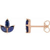 14K Rose Natural Blue Sapphire Cluster Earrings Siddiqui Jewelers