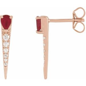 14K Rose Natural Ruby & 1/8 CTW Natural Diamond Spike Earrings Siddiqui Jewelers