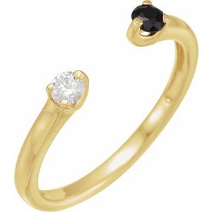 14K Yellow Natural Onyx & 1/10 CT Natural Diamond Negative Space Ring Siddiqui Jewelers