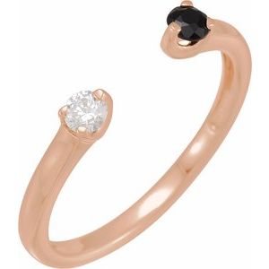 14K Rose Natural Onyx & 1/10 CT Natural Diamond Negative Space Ring Siddiqui Jewelers