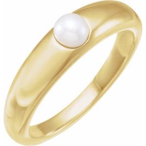 14K Yellow Cultured White Akoya Pearl Dome Ring Siddiqui Jewelers