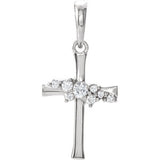 14K White .06 CTW Diamond Cluster Cross Pendant - Siddiqui Jewelers