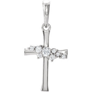 14K White .06 CTW Diamond Cluster Cross Pendant - Siddiqui Jewelers