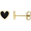 14K Yellow Black Enameled Heart Earrings Siddiqui Jewelers