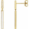 14K Yellow .06 CTW Natural Diamond & White Enamel Bar Earrings Siddiqui Jewelers