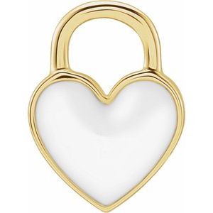 14K Yellow White Enameled Heart Charm/Pendant Siddiqui Jewelers