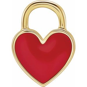 14K Yellow Red Enameled Heart Charm/Pendant Siddiqui Jewelers