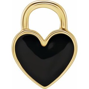 14K Yellow Black Enameled Heart Charm/Pendant Siddiqui Jewelers