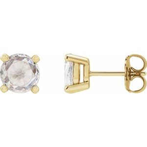 14K Yellow 1/4 CTW Rose-Cut Natural Diamond Stud Earrings Siddiqui Jewelers