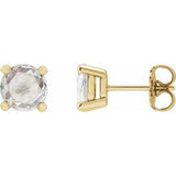 14K Yellow .07 CTW Rose-Cut Natural Diamond Stud Earrings Siddiqui Jewelers