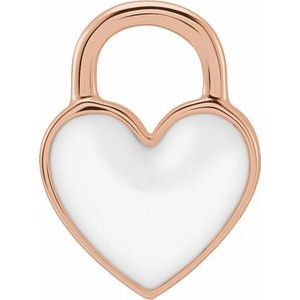 14K Rose White Enameled Heart Charm/Pendant Siddiqui Jewelers