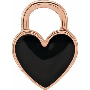 14K Rose Black Enameled Heart Charm/Pendant Siddiqui Jewelers
