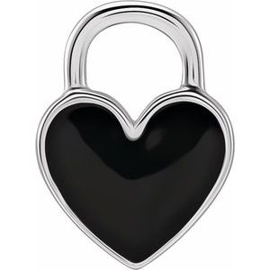 Sterling Silver Black Enameled Heart Charm/Pendant Siddiqui Jewelers