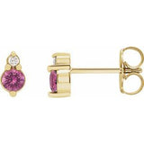 14K Yellow Natural Pink Sapphire & .03 Natural Diamond Earrings Siddiqui Jewelers