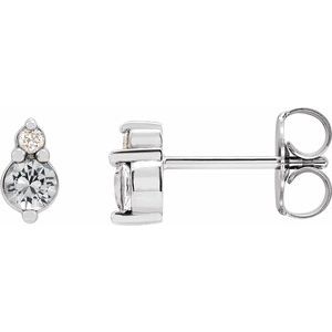 14K White Natural White Sapphire & .03 Natural Diamond Earrings Siddiqui Jewelers