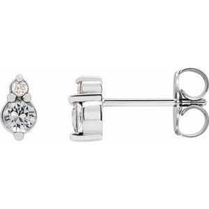 Platinum Natural White Sapphire & .03 Natural Diamond Earrings Siddiqui Jewelers