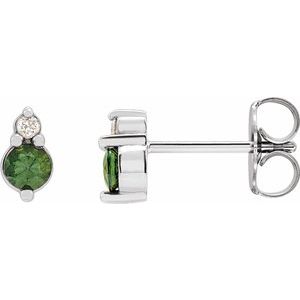 14K White Natural Green Sapphire & .03 Natural Diamond Earrings Siddiqui Jewelers