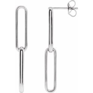 14K White Paperclip-Style Earrings Siddiqui Jewelers