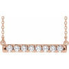 14K Rose 1/2 CTW Natural Diamond French-Set Bar 16" Necklace Siddiqui Jewelers