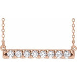 14K Rose 1/2 CTW Lab-Grown Diamond French-Set Bar 18" Necklace Siddiqui Jewelers