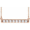 14K Rose 1/2 CTW Natural Diamond French-Set Bar 18" Necklace Siddiqui Jewelers